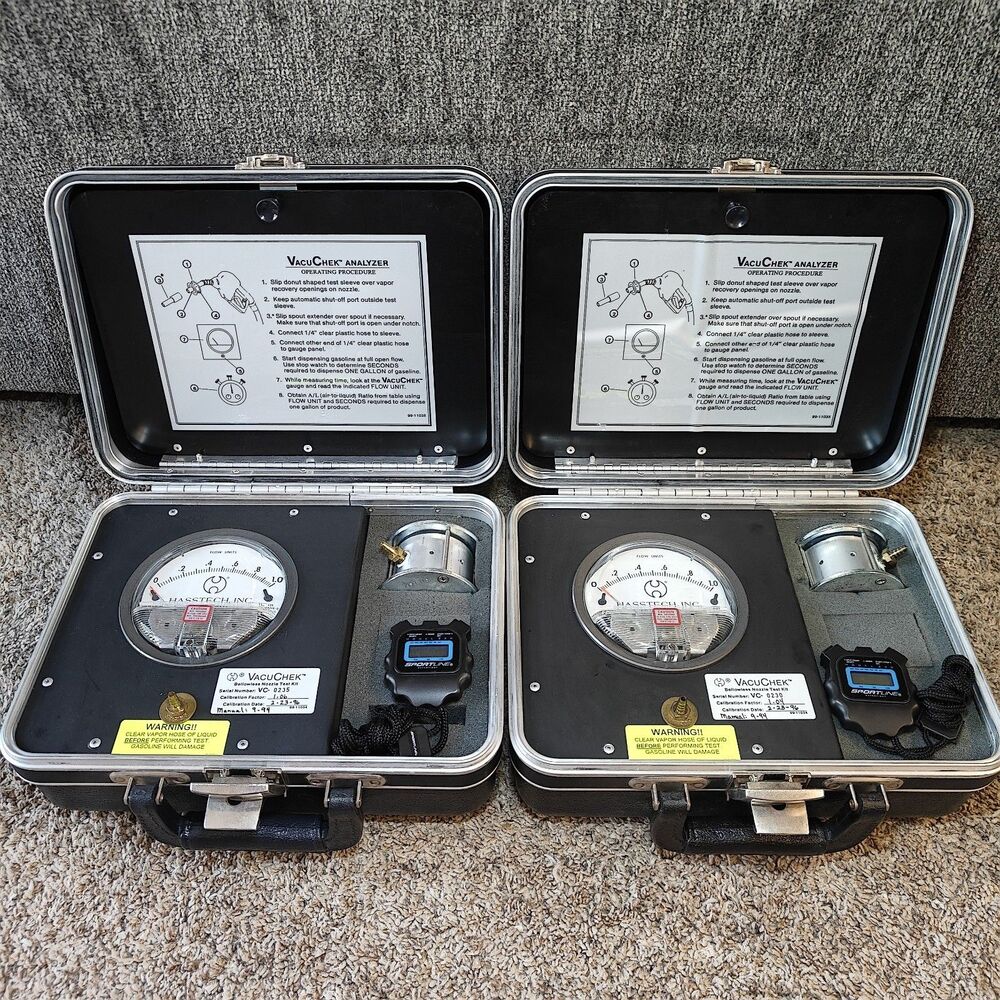 2 Ct - Hasstech Inc. Vacuchek Vacuum Gasoline Vapor Recovery System Analyzer Kit
